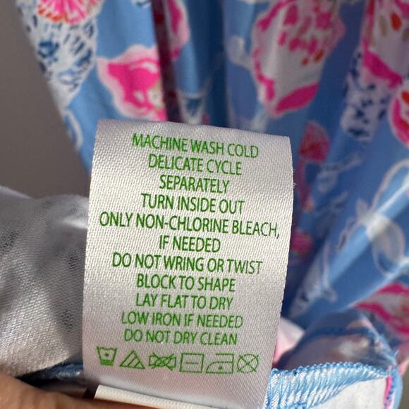 New Lilly Pulitzer Kailua Smocked Maxi Dress Blue Floral Smocked Tie Strap Sz XL - Picture 7 of 11